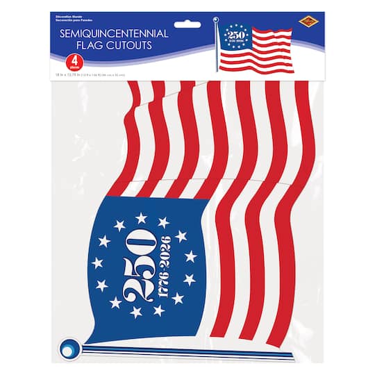 Beistle 12.75" x 18" Semiquincentennial Flag Cutouts, 4ct.